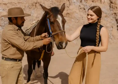Grupo en cabalgata por senderos del desierto en San Pedro de Atacama