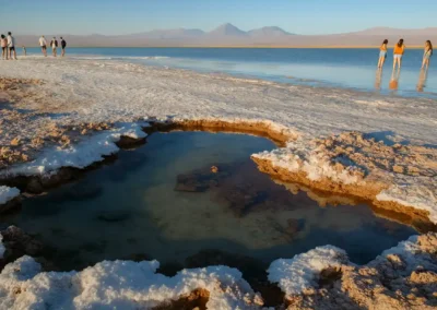 Atardecer reflejado en la Laguna Tebinquinche durante el tour laguna cejar desde San Pedro de Atacama